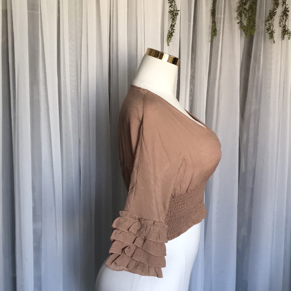 Mauve Ruffle Sleeve Crop Top - Picture 5 of 5